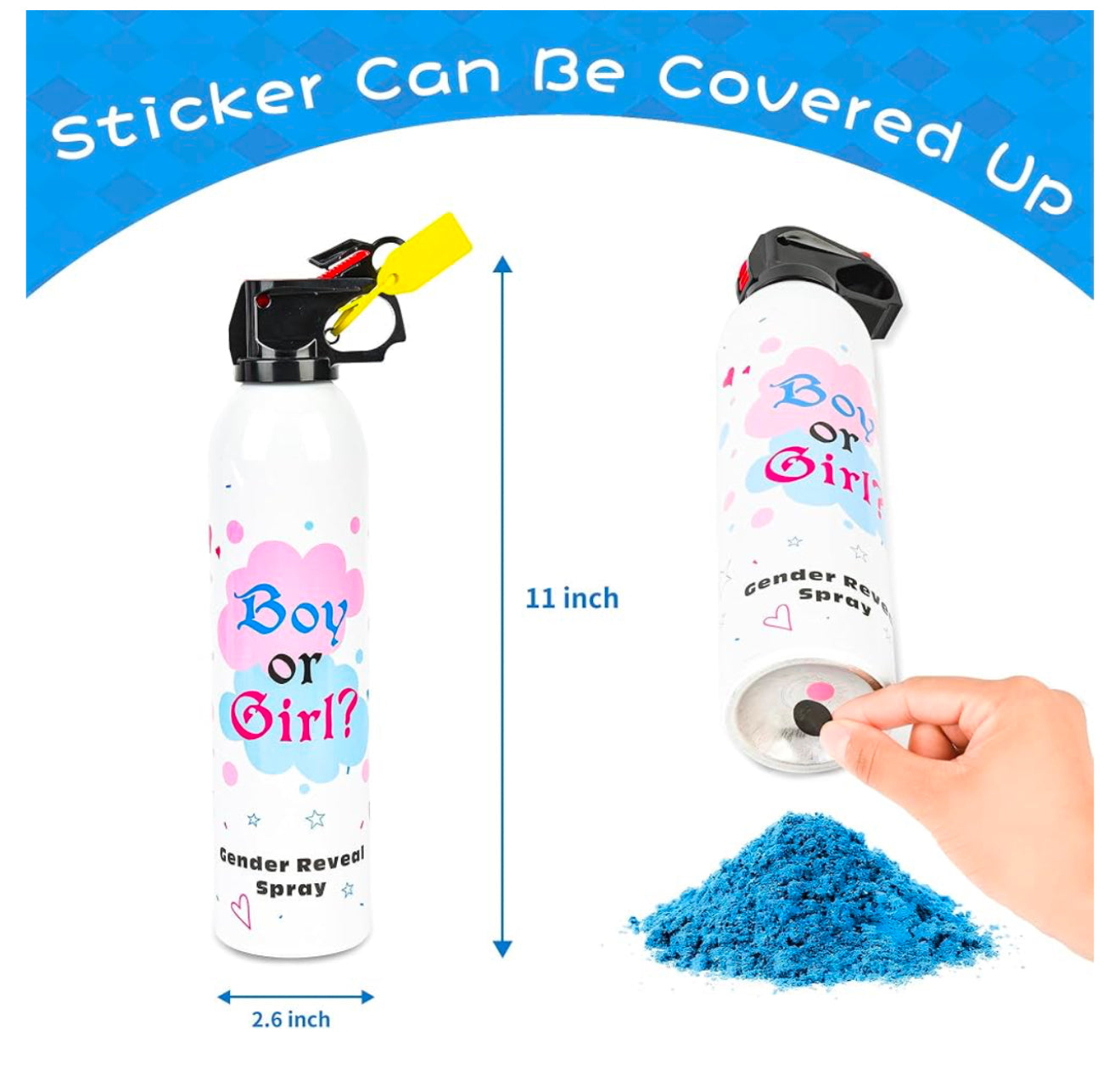 2 Pcs Large Gender Reveal Corn Starch Spray - Baby Boy Gender Reveal Party Ideas 100% Biodegragable for Gender Reveal Party Supplies